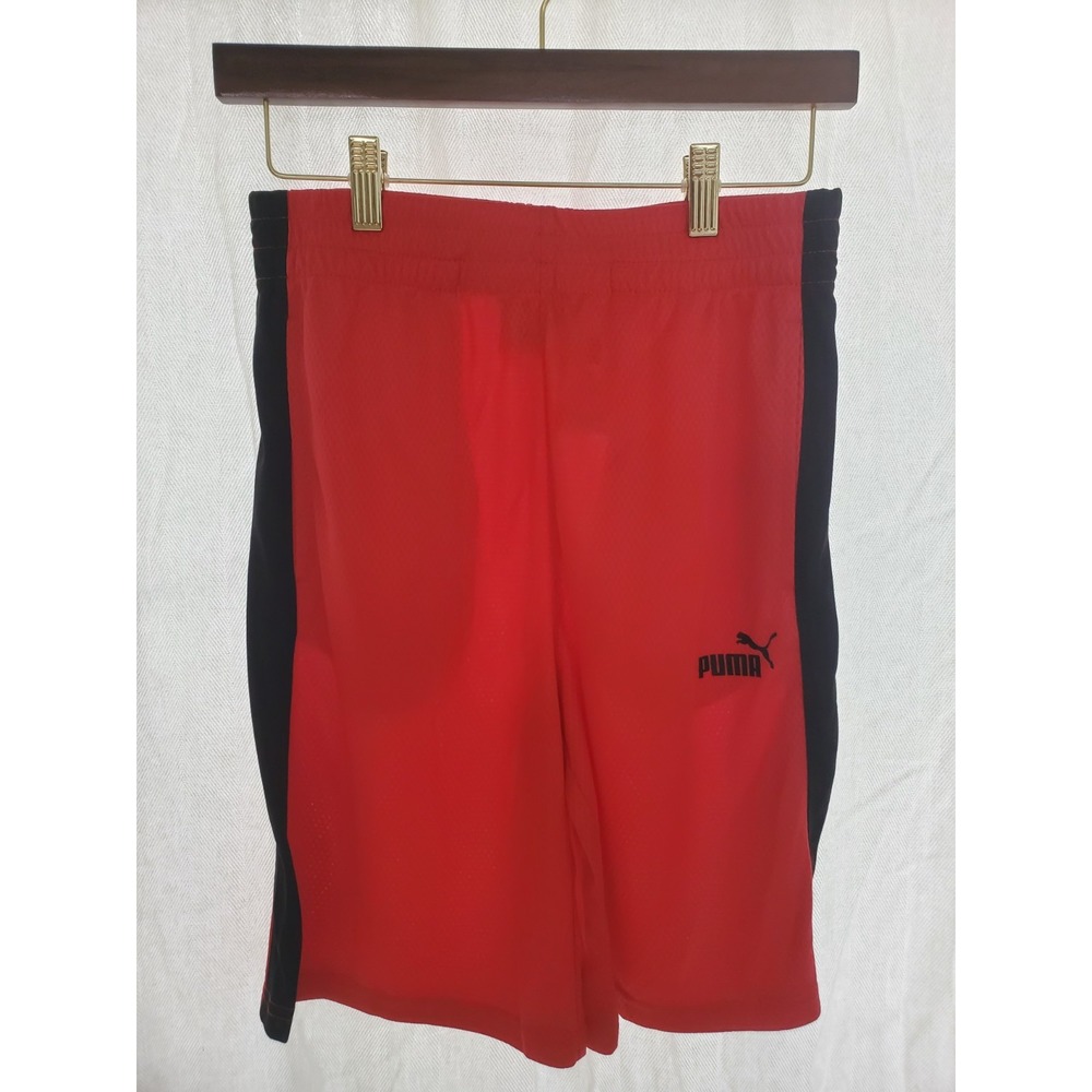 Puma Kids‎ Red Mesh Athletic Shorts Black Side Stripe Size L 14/16 PBS25-17135